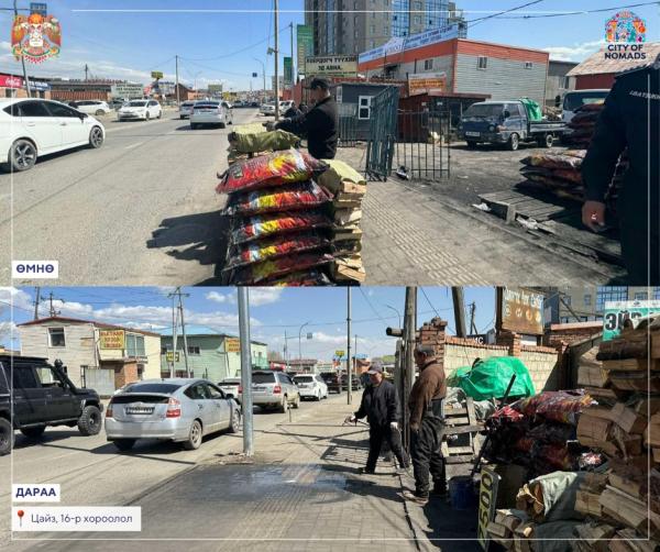 Нийтийн эзэмшлийн талбайг угаалган, тортгийг цэвэрлүүлж, явган хүний замыг чөлөөлж байна