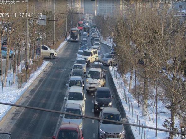 Офицеруудын ордноос Ботаникийн автобусны буудал хүртэл нэгдүгээр эгнээг чөлөөлж байна