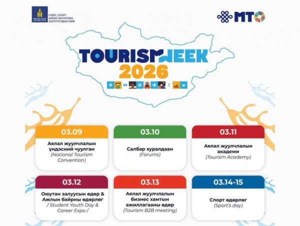 &ldquo;Tourism Week&ndash;2026&rdquo; үндэсний чуулган өнөөдөр эхэлнэ